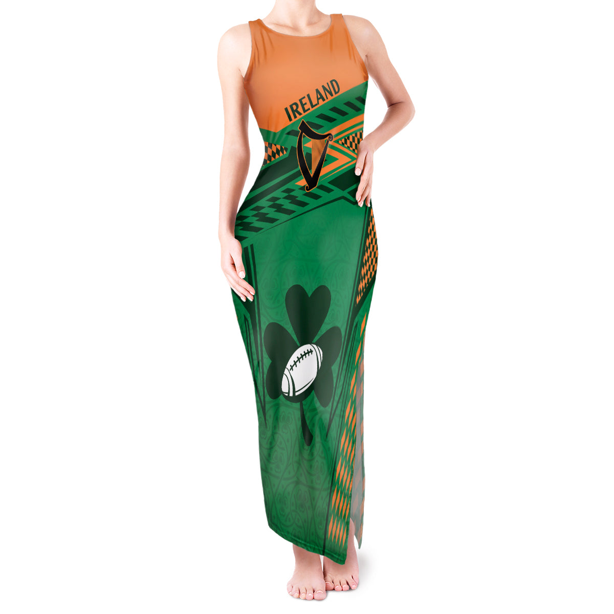 Ireland Rugby Tank Maxi Dress 2023 World Cup Shamrock Sporty Style - Wonder Print Shop