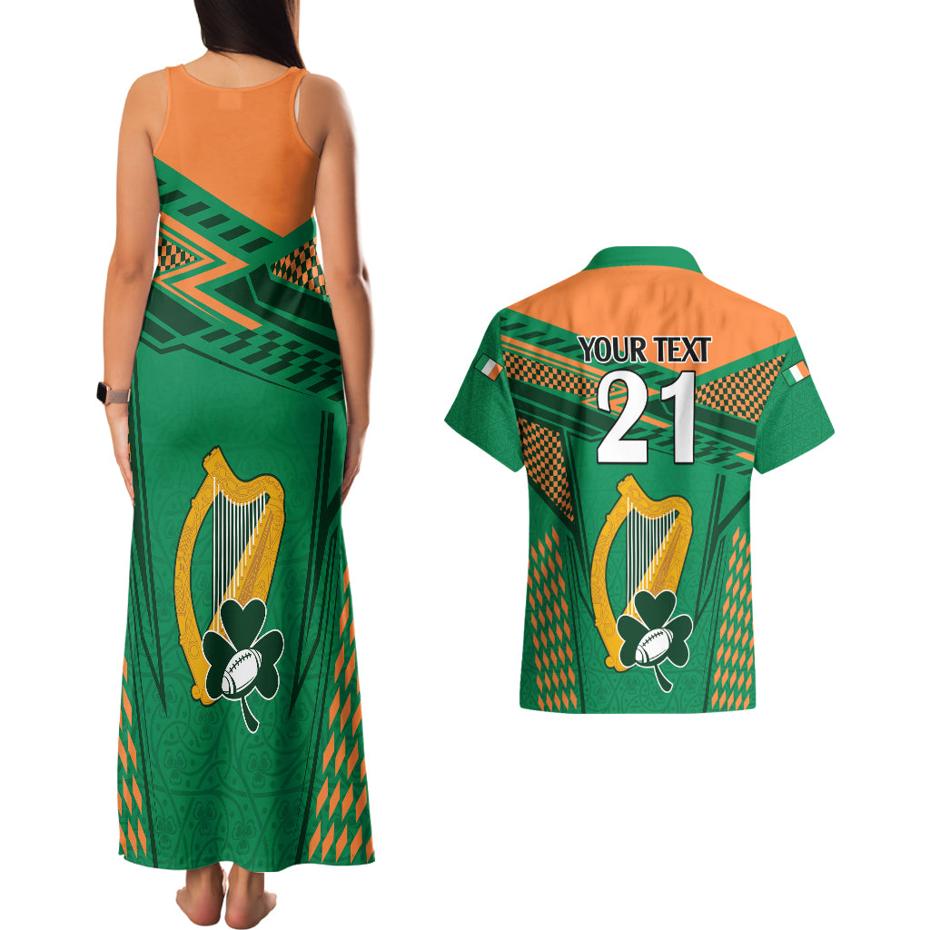 Custom Ireland Rugby Couples Matching Tank Maxi Dress and Hawaiian Shirt 2023 World Cup Shamrock Sporty Style LT9 - Wonder Print Shop