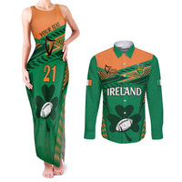 Custom Ireland Rugby Couples Matching Tank Maxi Dress and Long Sleeve Button Shirts 2023 World Cup Shamrock Sporty Style LT9 - Wonder Print Shop