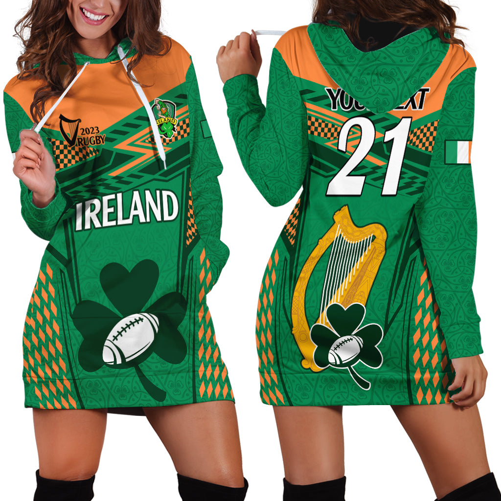 Custom Ireland Rugby Hoodie Dress 2023 World Cup Shamrock Sporty Style - Wonder Print Shop