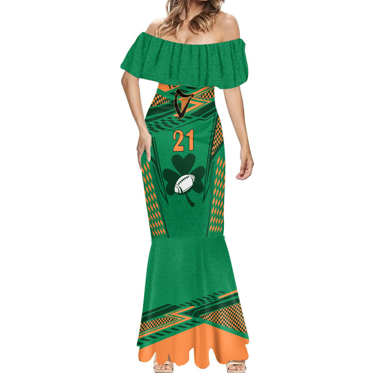 Custom Ireland Rugby Mermaid Dress 2023 World Cup Shamrock Sporty Style - Wonder Print Shop