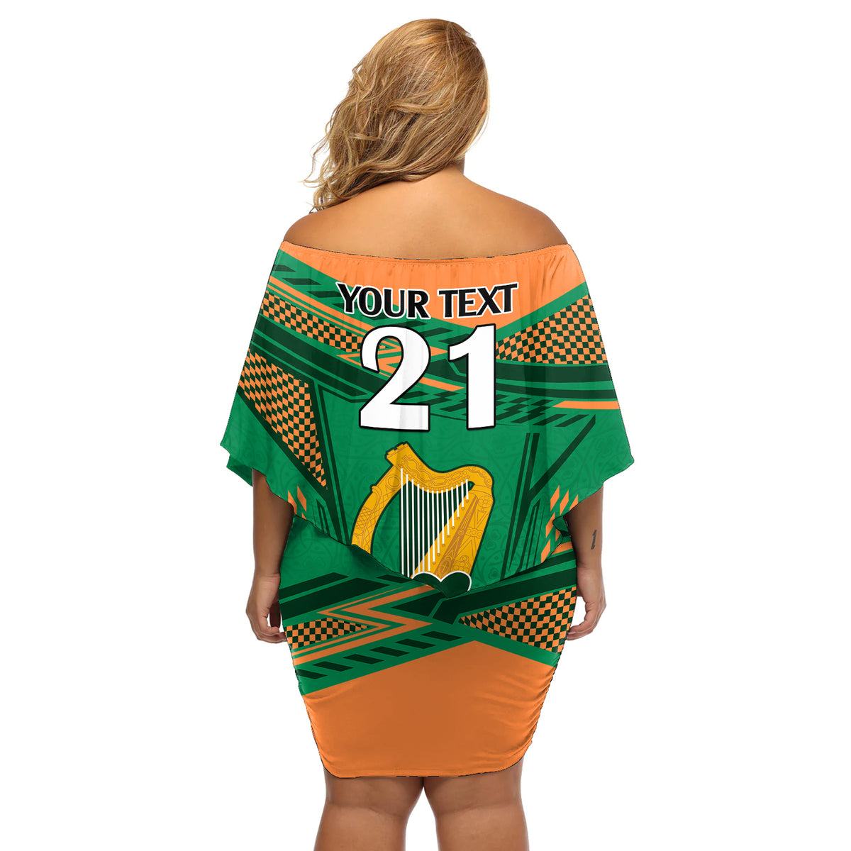 Custom Ireland Rugby Off Shoulder Short Dress 2023 World Cup Shamrock Sporty Style - Wonder Print Shop