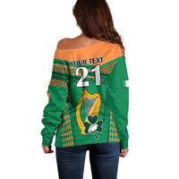 Custom Ireland Rugby Off Shoulder Sweater 2023 World Cup Shamrock Sporty Style - Wonder Print Shop