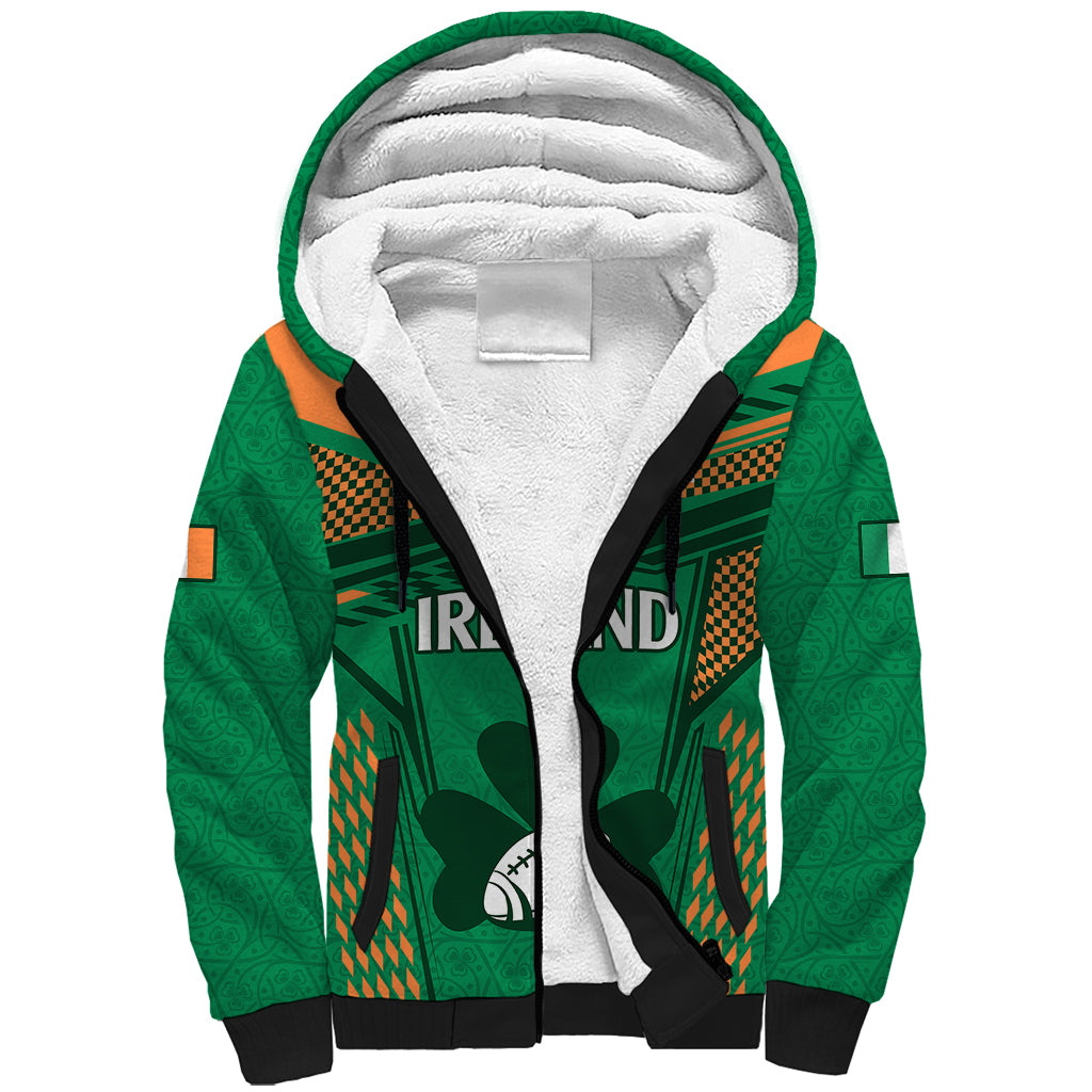 Custom Ireland Rugby Sherpa Hoodie 2023 World Cup Shamrock Sporty Style - Wonder Print Shop