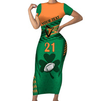 Custom Ireland Rugby Short Sleeve Bodycon Dress 2023 World Cup Shamrock Sporty Style - Wonder Print Shop