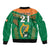 Custom Ireland Rugby Sleeve Zip Bomber Jacket 2023 World Cup Shamrock Sporty Style - Wonder Print Shop