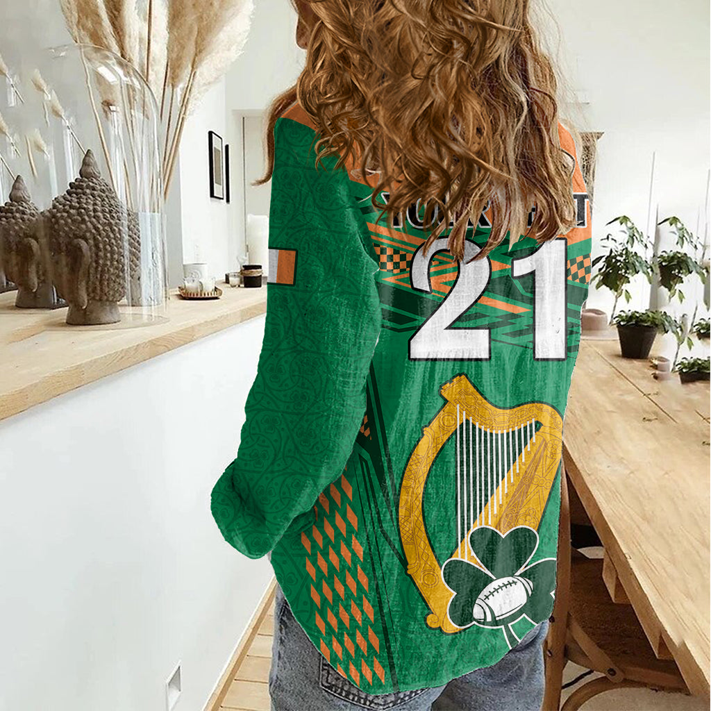 Custom Ireland Rugby Women Casual Shirt 2023 World Cup Shamrock Sporty Style - Wonder Print Shop