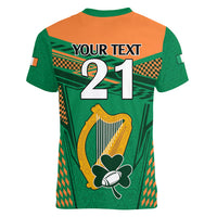 Custom Ireland Rugby Women V Neck T Shirt 2023 World Cup Shamrock Sporty Style - Wonder Print Shop