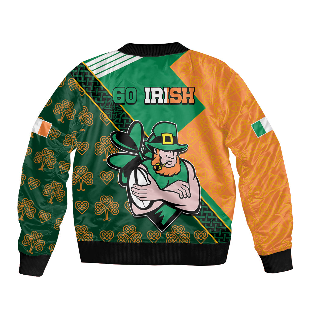 Ireland Rugby Sleeve Zip Bomber Jacket Go Irish Shamrock World Cup - Wonder Print Shop