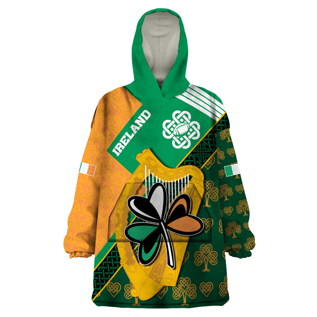 Ireland Rugby Wearable Blanket Hoodie Go Irish Shamrock World Cup - Wonder Print Shop