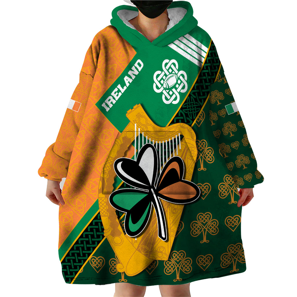 Ireland Rugby Wearable Blanket Hoodie Go Irish Shamrock World Cup - Wonder Print Shop