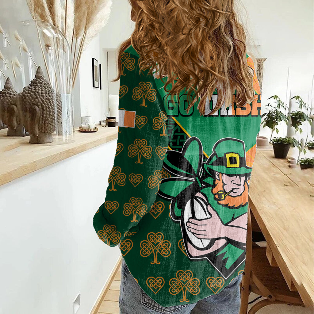 Ireland Rugby Women Casual Shirt Go Irish Shamrock World Cup - Wonder Print Shop