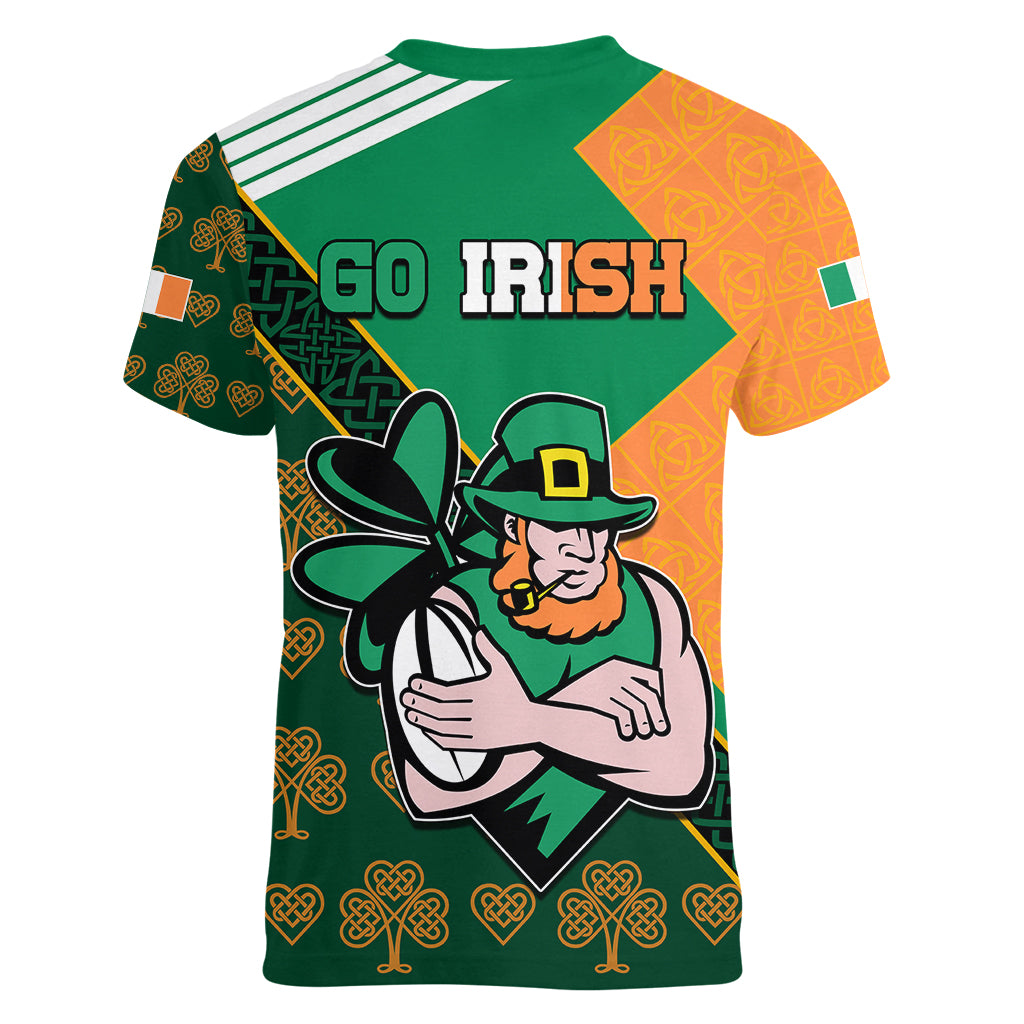 Ireland Rugby Women V Neck T Shirt Go Irish Shamrock World Cup - Wonder Print Shop