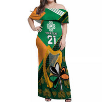 Custom Ireland Rugby Off Shoulder Maxi Dress Go Irish Shamrock World Cup - Wonder Print Shop