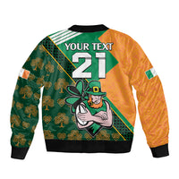 Custom Ireland Rugby Sleeve Zip Bomber Jacket Go Irish Shamrock World Cup - Wonder Print Shop