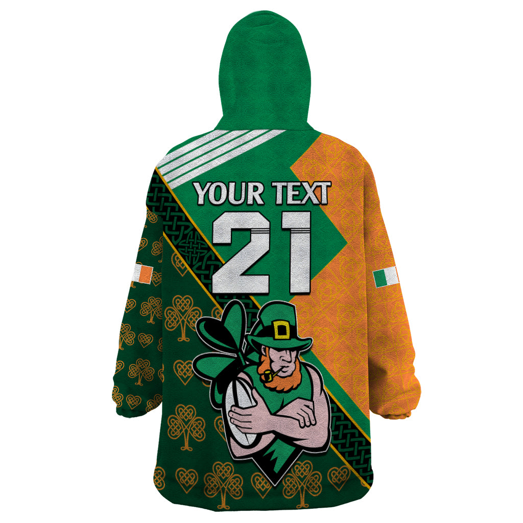Custom Ireland Rugby Wearable Blanket Hoodie Go Irish Shamrock World Cup - Wonder Print Shop