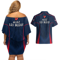 France Rugby Couples Matching Off Shoulder Short Dress and Hawaiian Shirt Allez Les Bleus Go World Cup 2023 LT9 - Wonder Print Shop