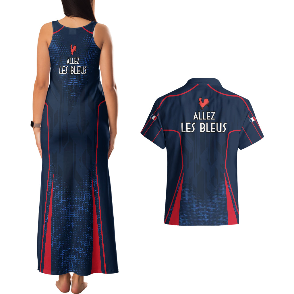 France Rugby Couples Matching Tank Maxi Dress and Hawaiian Shirt Allez Les Bleus Go World Cup 2023 LT9 - Wonder Print Shop