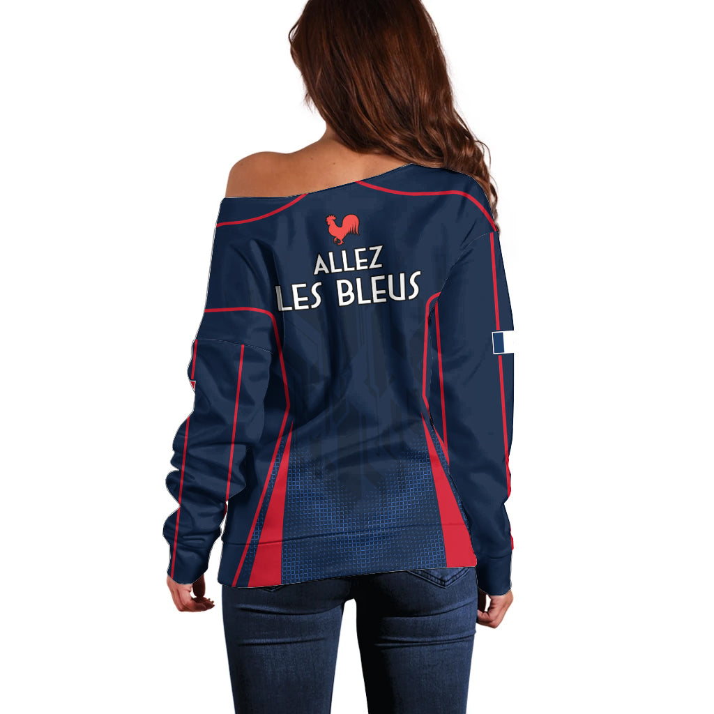 France Rugby Off Shoulder Sweater Allez Les Bleus Go World Cup 2023 - Wonder Print Shop