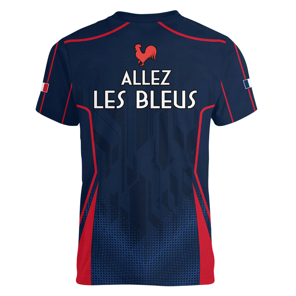France Rugby Women V Neck T Shirt Allez Les Bleus Go World Cup 2023 - Wonder Print Shop