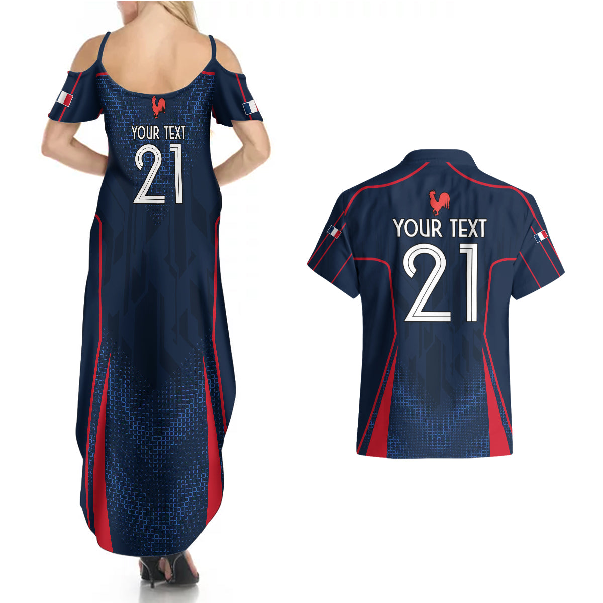 Custom France Rugby Couples Matching Summer Maxi Dress and Hawaiian Shirt Allez Les Bleus Go World Cup 2023 LT9 - Wonder Print Shop
