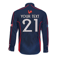Custom France Rugby Long Sleeve Button Shirt Allez Les Bleus Go World Cup 2023 - Wonder Print Shop
