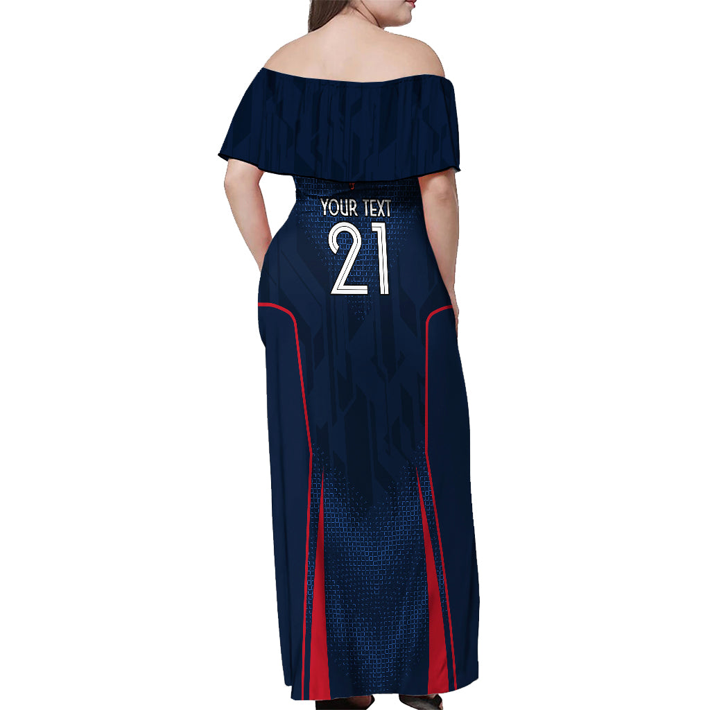 Custom France Rugby Off Shoulder Maxi Dress Allez Les Bleus Go World Cup 2023 - Wonder Print Shop