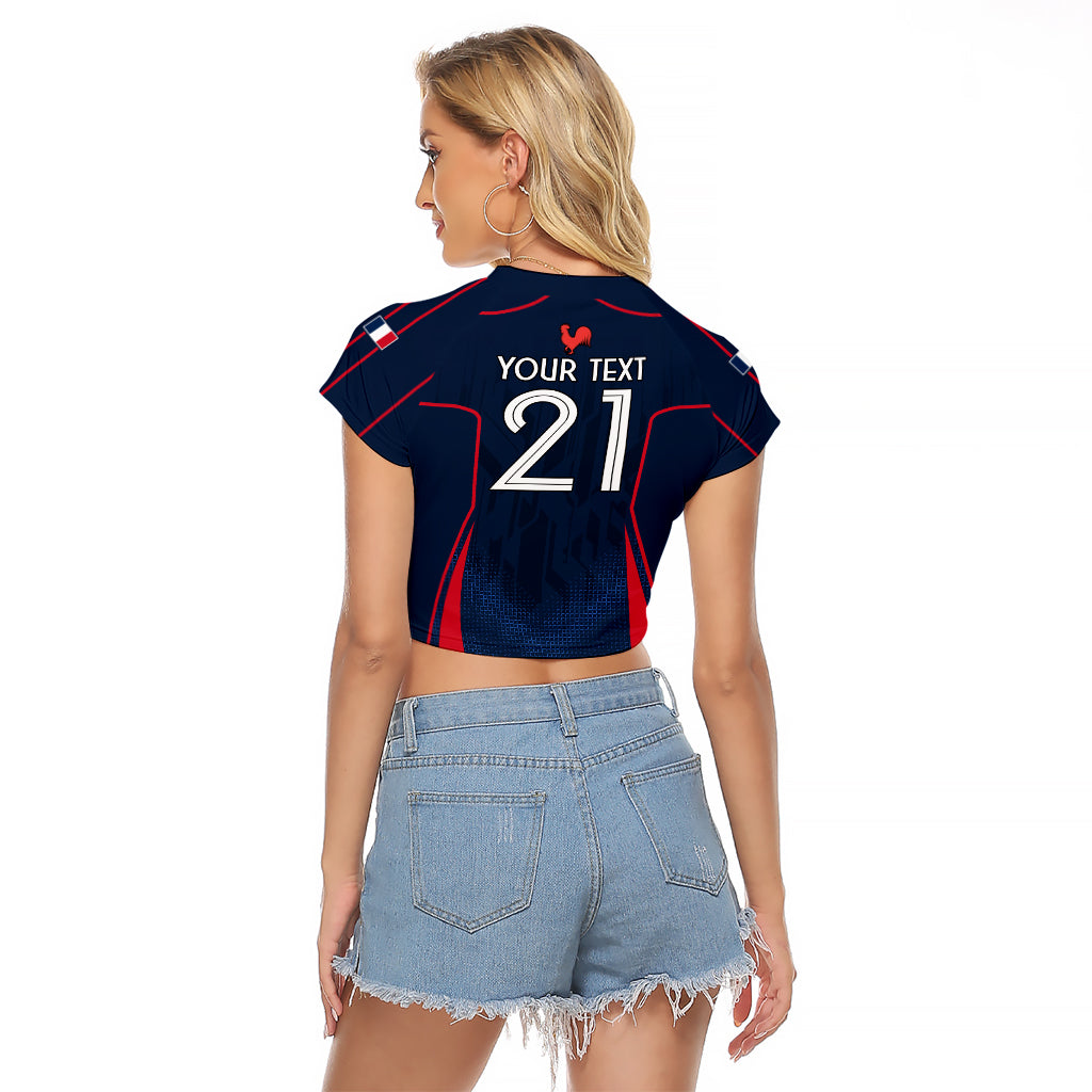 Custom France Rugby Raglan Cropped T Shirt Allez Les Bleus Go World Cup 2023 - Wonder Print Shop
