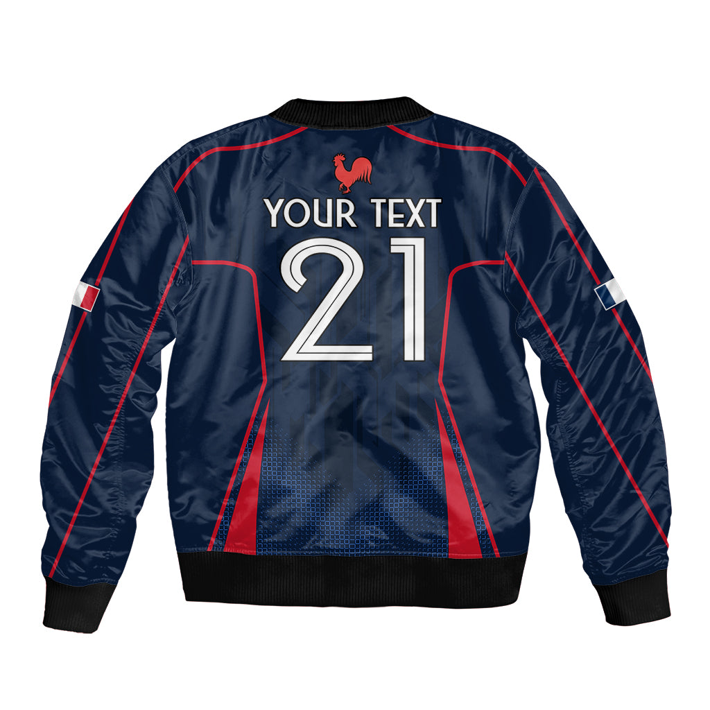 Custom France Rugby Sleeve Zip Bomber Jacket Allez Les Bleus Go World Cup 2023 - Wonder Print Shop