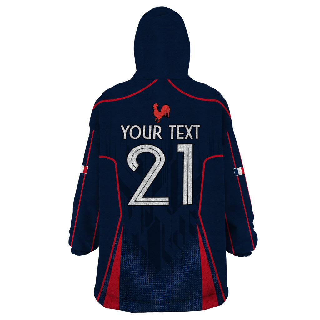 Custom France Rugby Wearable Blanket Hoodie Allez Les Bleus Go World Cup 2023 - Wonder Print Shop