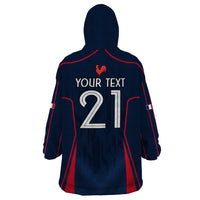 Custom France Rugby Wearable Blanket Hoodie Allez Les Bleus Go World Cup 2023 - Wonder Print Shop