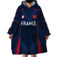 Custom France Rugby Wearable Blanket Hoodie Allez Les Bleus Go World Cup 2023 - Wonder Print Shop