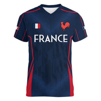 Custom France Rugby Women V Neck T Shirt Allez Les Bleus Go World Cup 2023 - Wonder Print Shop