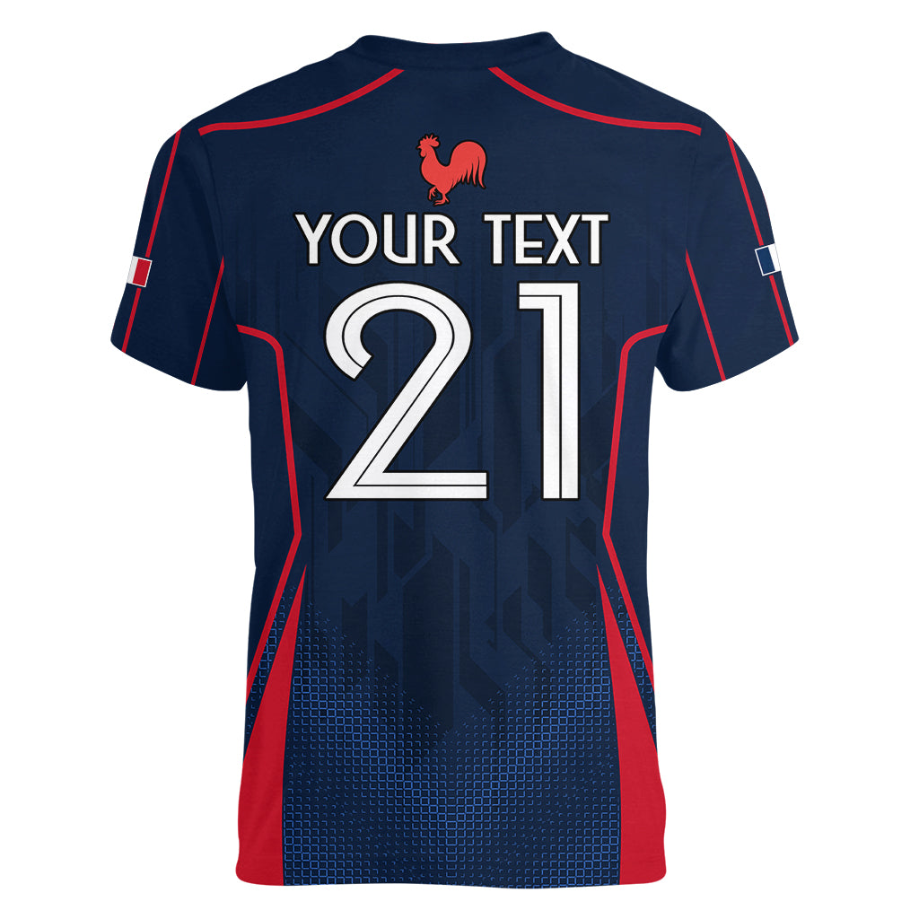 Custom France Rugby Women V Neck T Shirt Allez Les Bleus Go World Cup 2023 - Wonder Print Shop