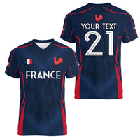 Custom France Rugby Women V Neck T Shirt Allez Les Bleus Go World Cup 2023 - Wonder Print Shop