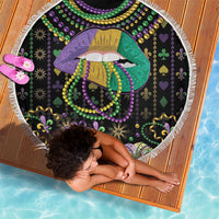 Mardi Gras Lips Queen Beads Beach Blanket
