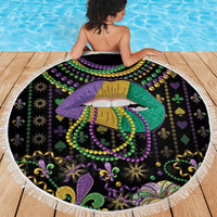 Mardi Gras Lips Queen Beads Beach Blanket