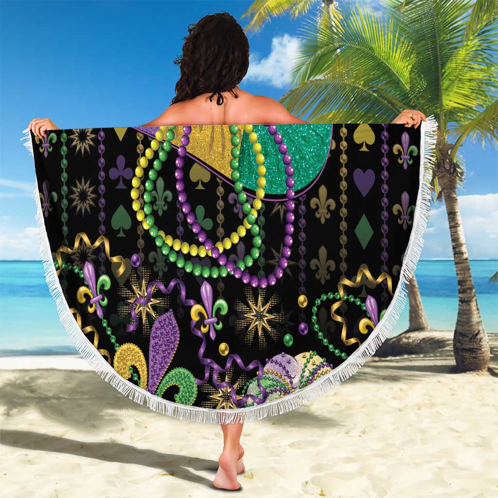 Mardi Gras Lips Queen Beads Beach Blanket