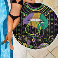 Mardi Gras Lips Queen Beads Beach Blanket