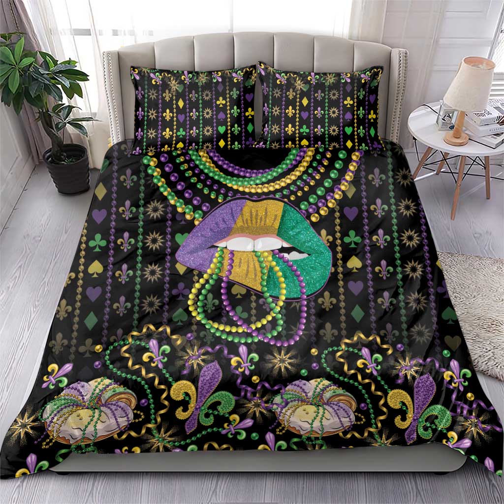 Mardi Gras Lips Queen Beads Bedding Set