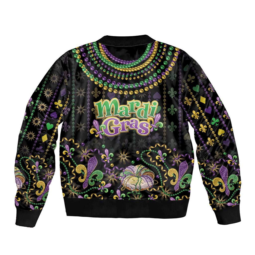 Mardi Gras Lips Queen Beads Bomber Jacket