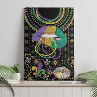 Mardi Gras Lips Queen Beads Canvas Wall Art