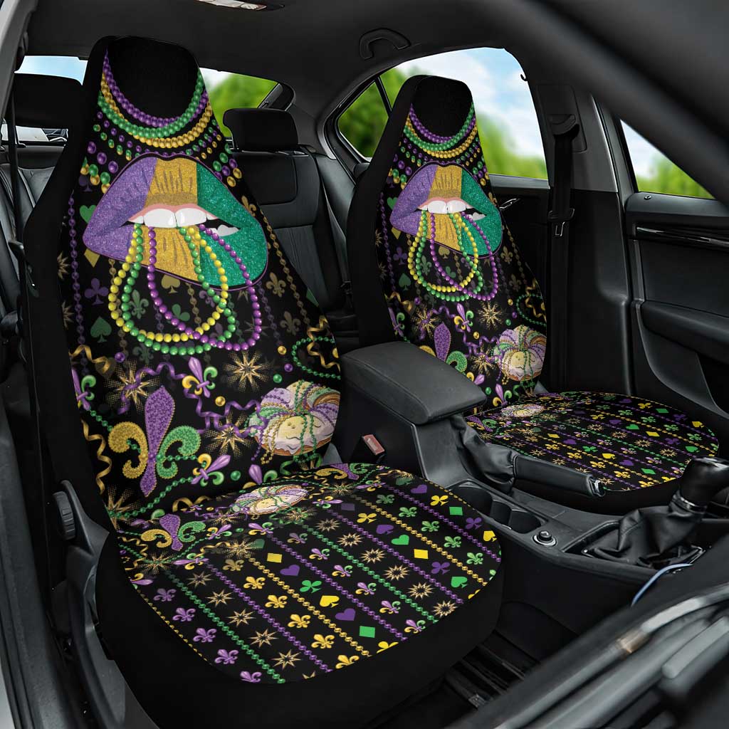 Mardi Gras Lips Queen Beads Car Seat Cover