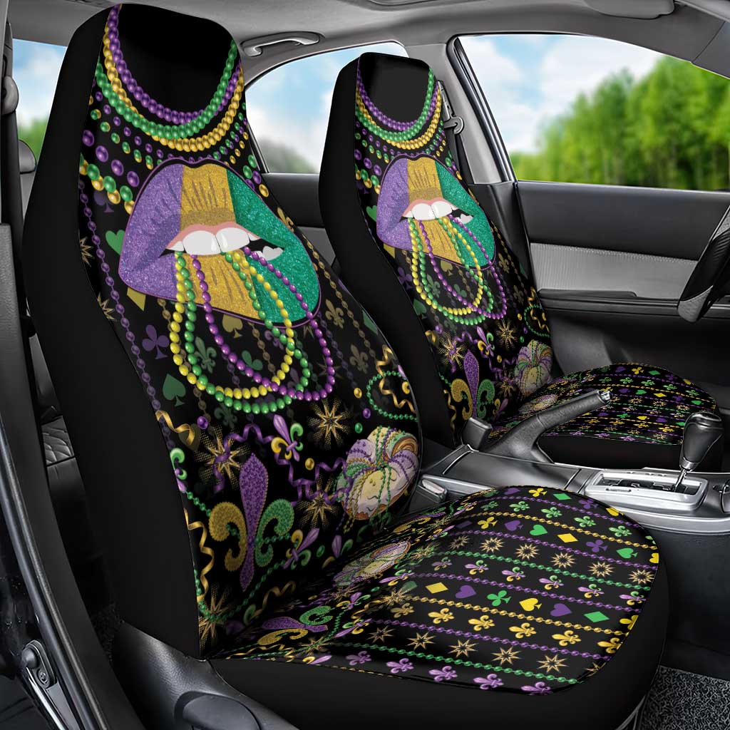Mardi Gras Lips Queen Beads Car Seat Cover