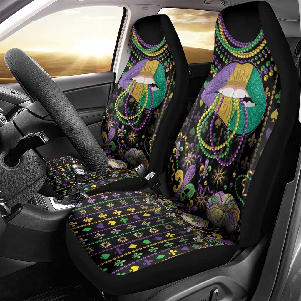 Mardi Gras Lips Queen Beads Car Seat Cover