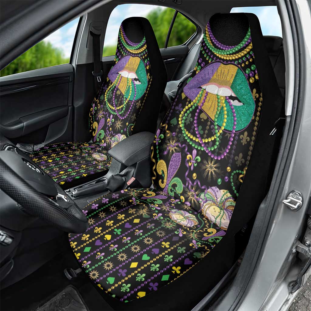 Mardi Gras Lips Queen Beads Car Seat Cover