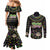 Mardi Gras Lips Queen Beads Couples Matching Mermaid Dress and Long Sleeve Button Shirt