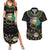 Mardi Gras Lips Queen Beads Couples Matching Summer Maxi Dress and Hawaiian Shirt