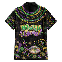 Mardi Gras Lips Queen Beads Family Matching Off The Shoulder Long Sleeve Dress and Hawaiian Shirt
