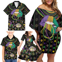 Mardi Gras Lips Queen Beads Family Matching Off Shoulder Short Dress and Hawaiian Shirt LT9 - Wonder Print Shop